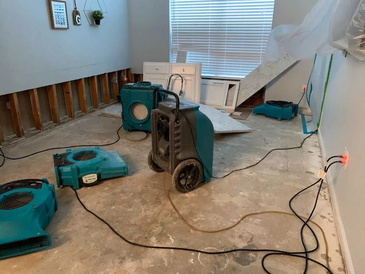 Dehumidifier in flood-cut room for Water Damage Restoration in Salida del Sol Estates
